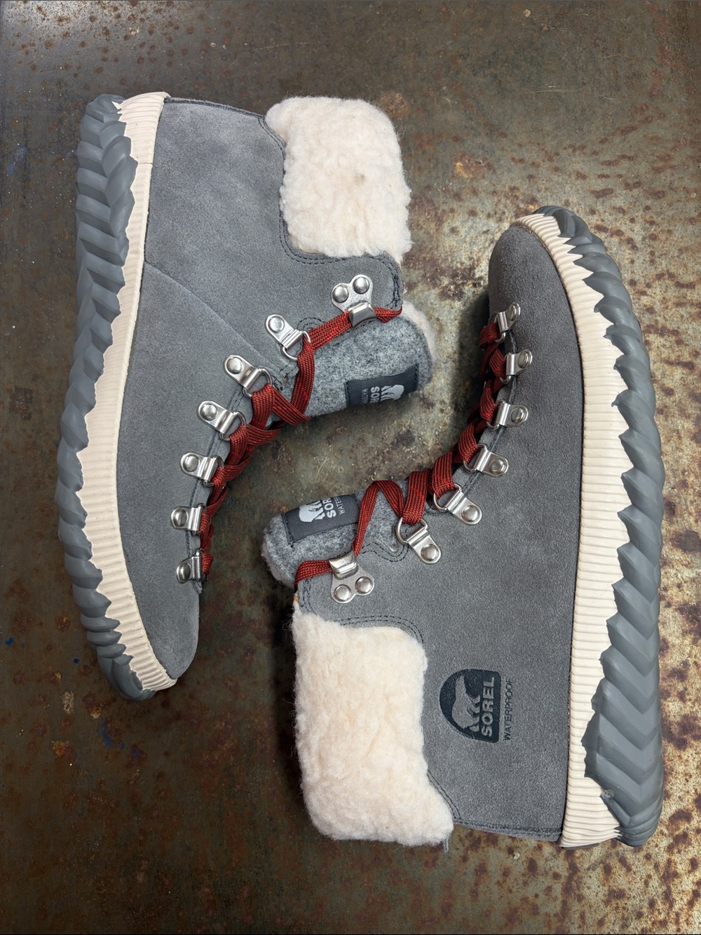 Sorel Women's Out 'N About Plus Conquest Quarry Gray Waterproof Boots Size 8